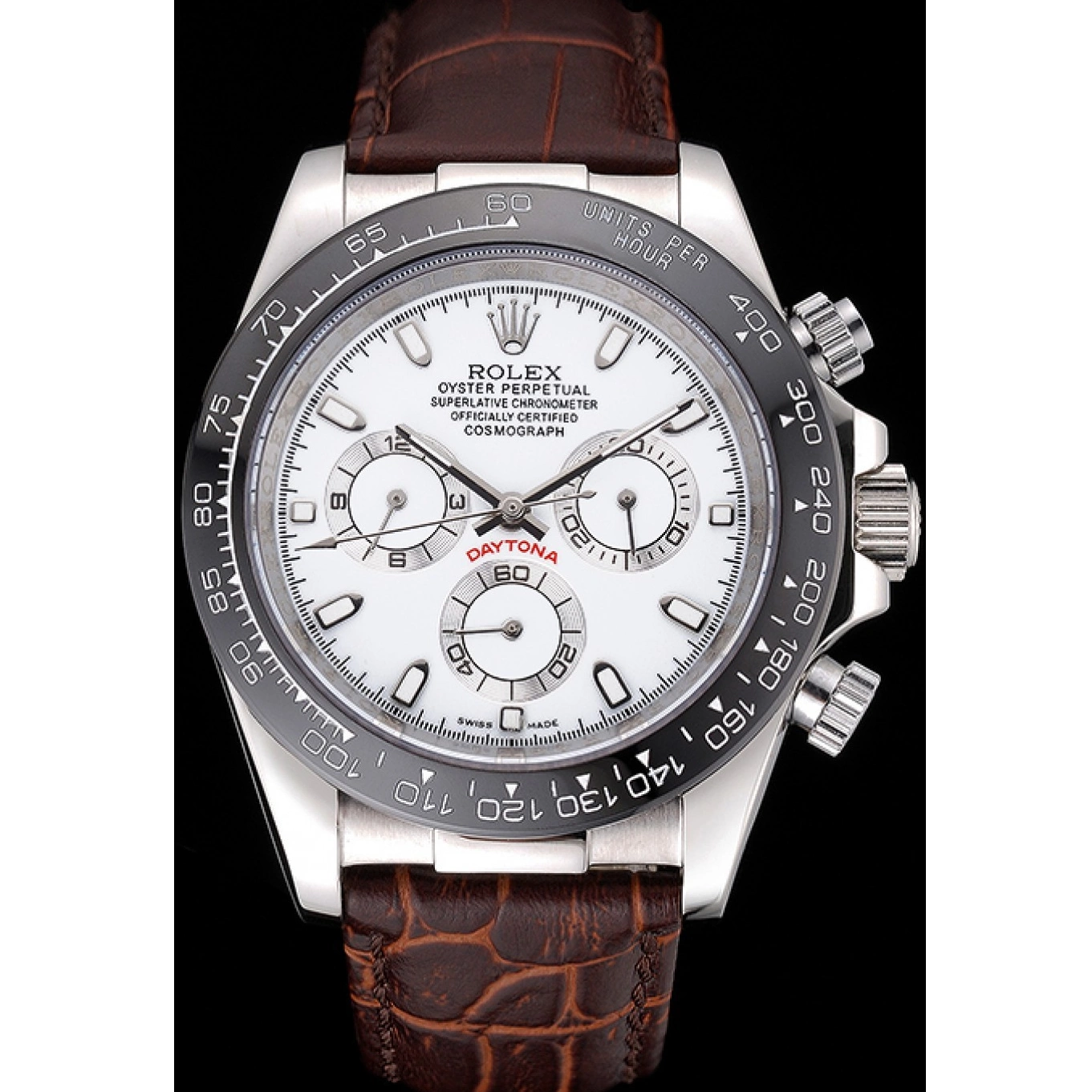 Rolex copies cheap Case Daytona Leather Stainless Steel Bracelet Brown 622631 White Dial Rolex Cosmograph 0816